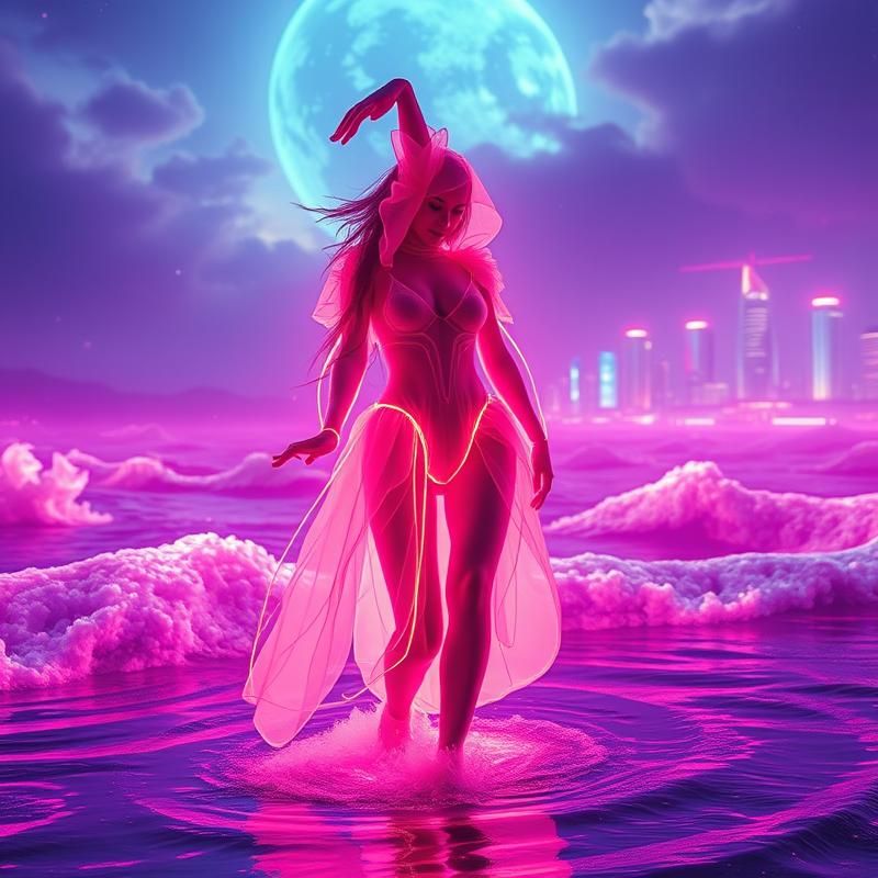 synthwave style AI art