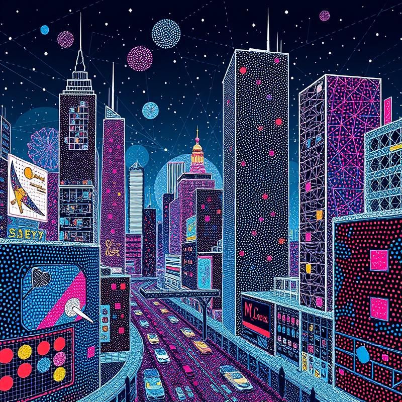 dot work style AI art