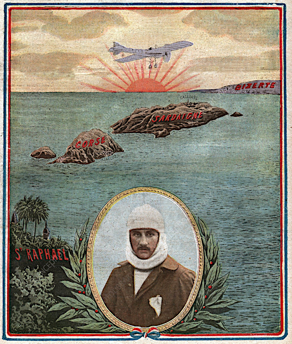 Ролан Гаррос перелёт через Средиземное море, 23 сентября 1913, французская открытка.jpg