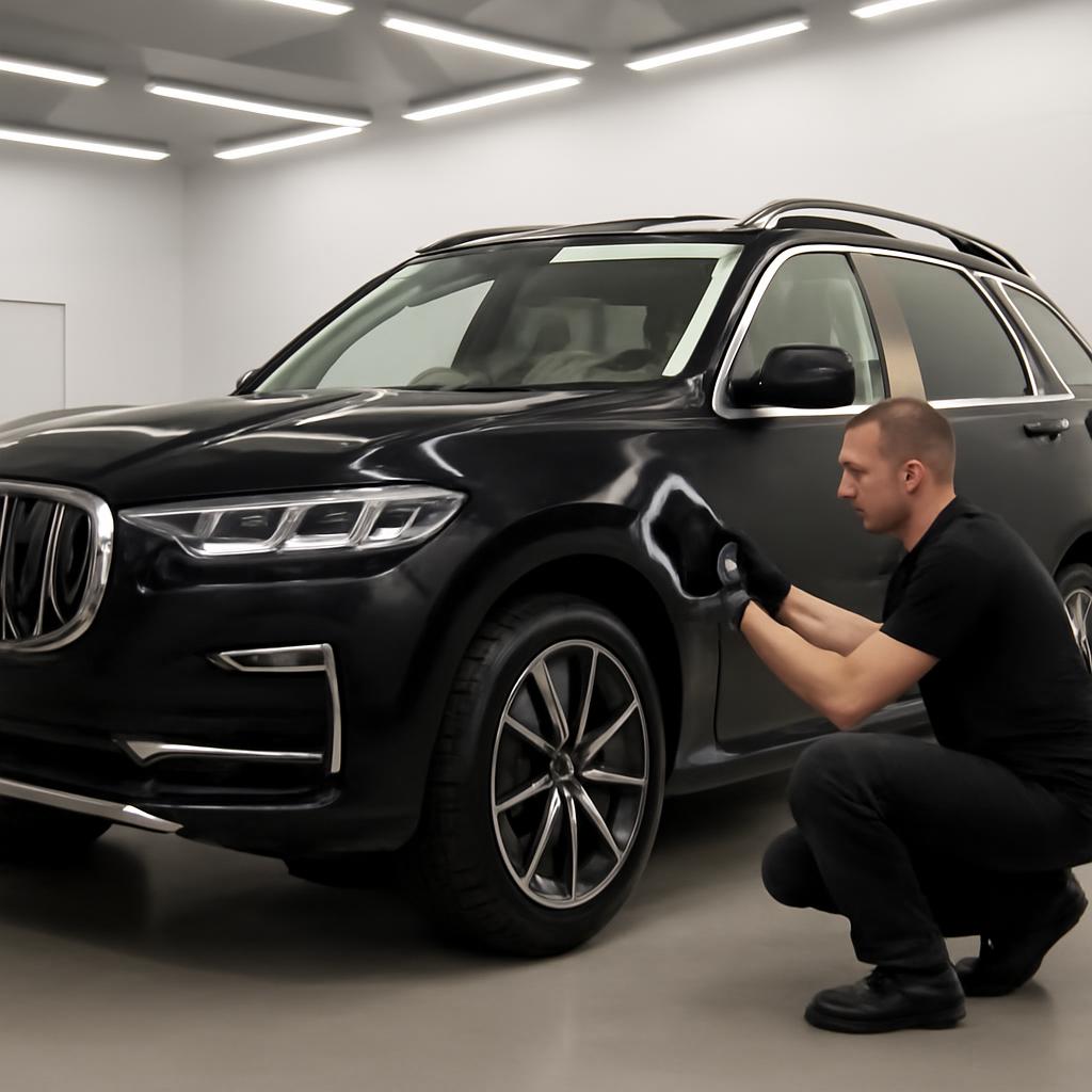 Автомобиль в процессе предпродажной подготовки в детейлинг-центре
