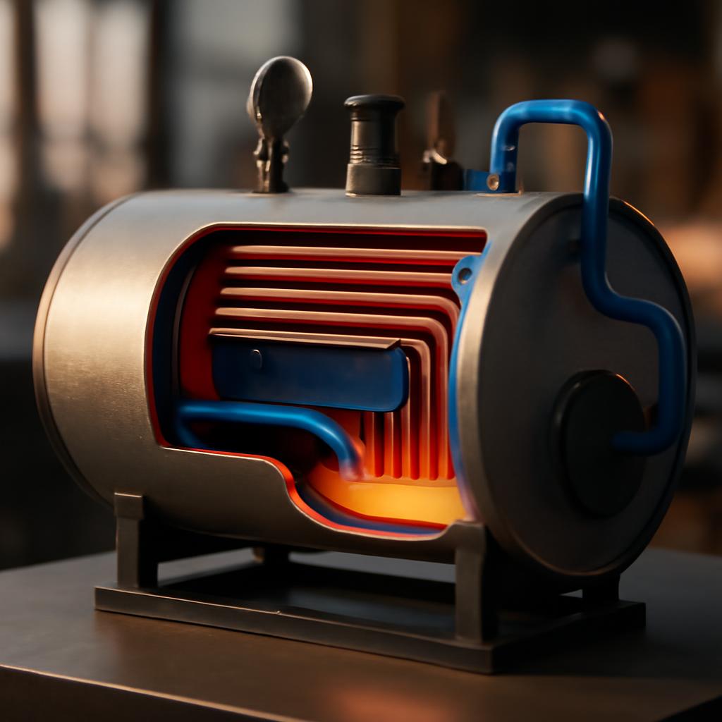 Схема промышленного парогенератора в разрезе