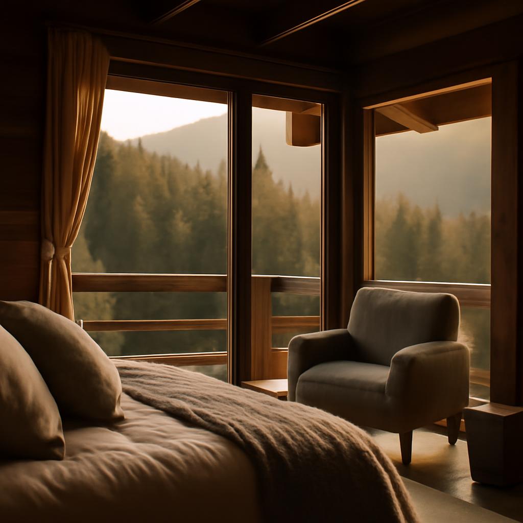 Уютное шале в горах Архыза с видом на лес