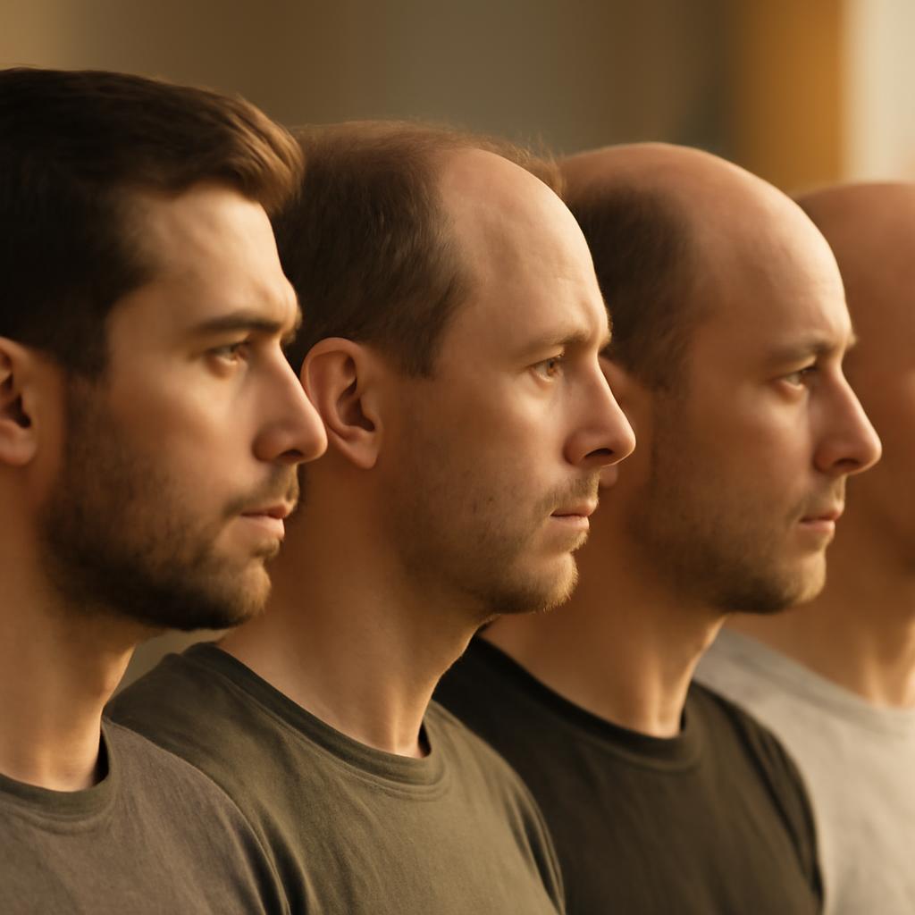 Иллюстрация различных уровней плотности волос у мужчин