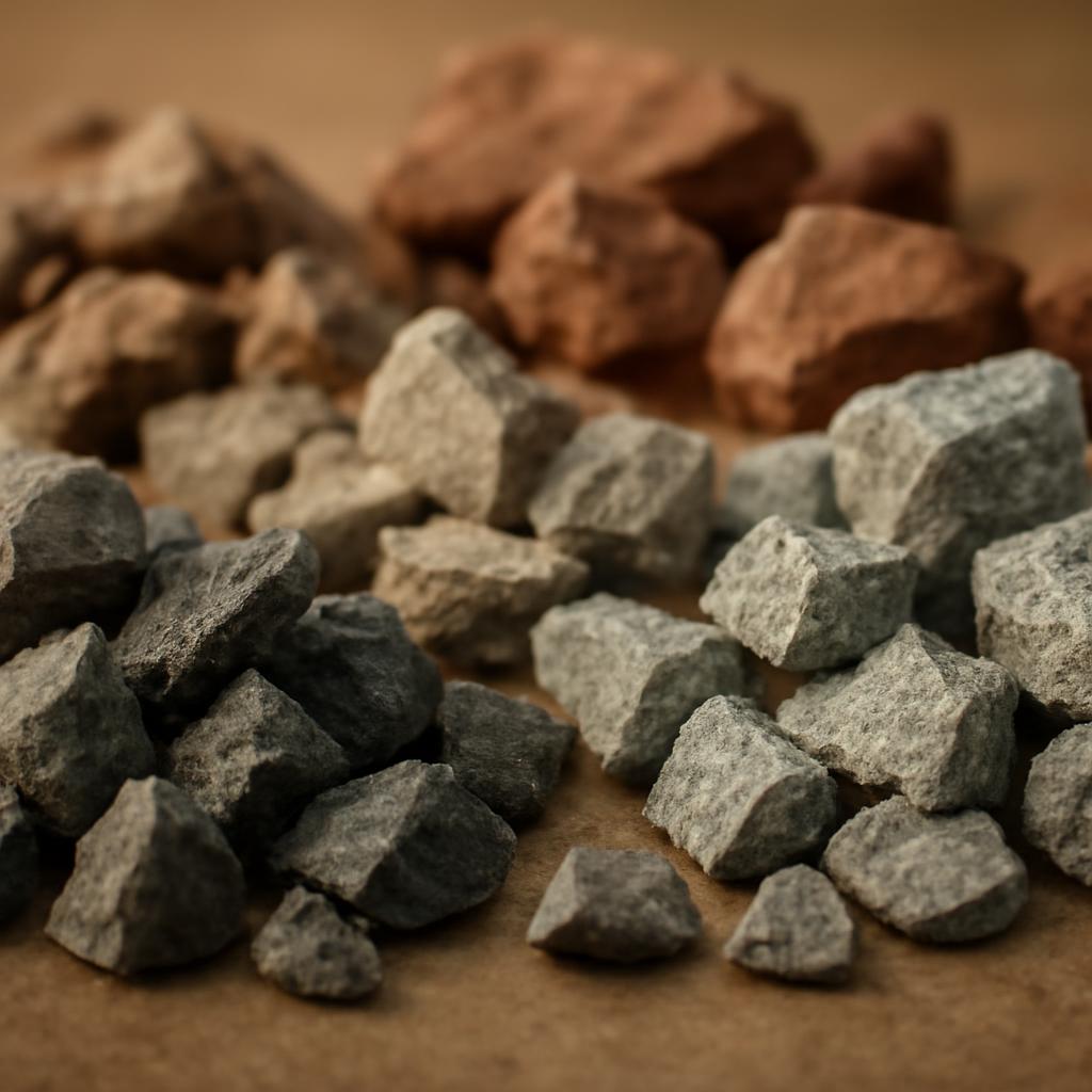 Различные виды щебня плотных горных пород