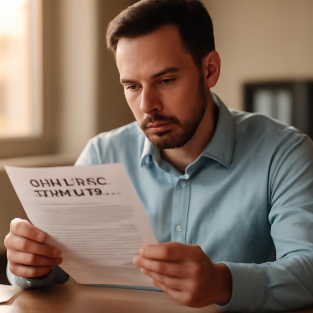 Человек изучает документы аренды авто с выкупом в офисе компании