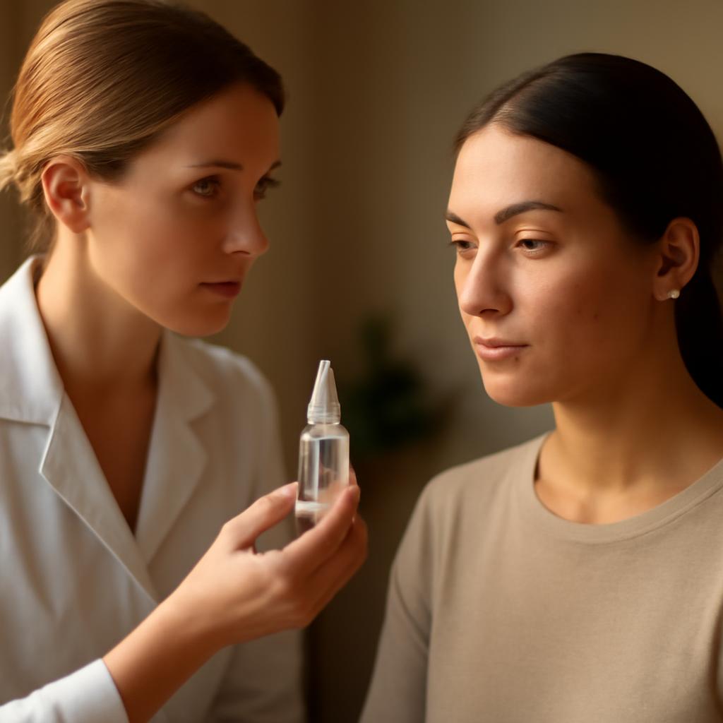 Косметолог подбирает препарат для клиента с разными типами кожи