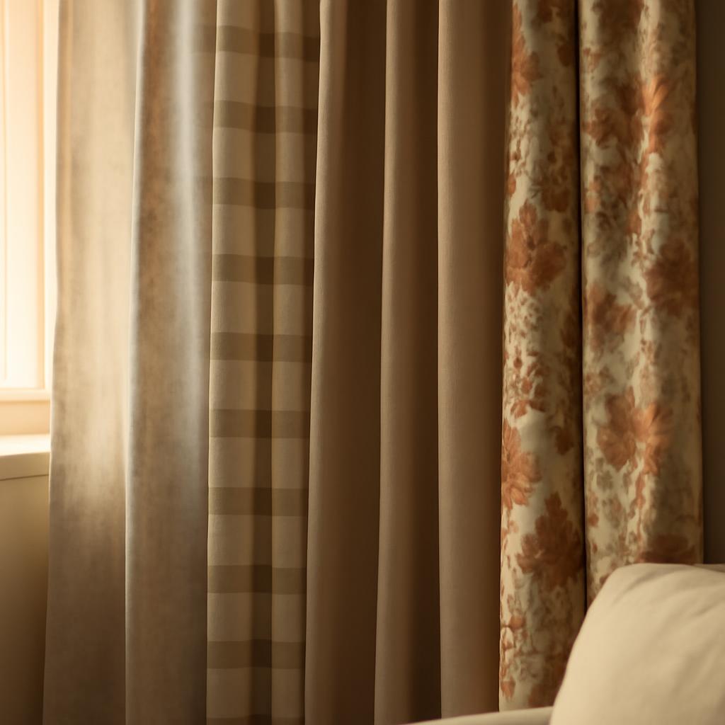 Различные дизайны самодельных штор в интерьере комнаты