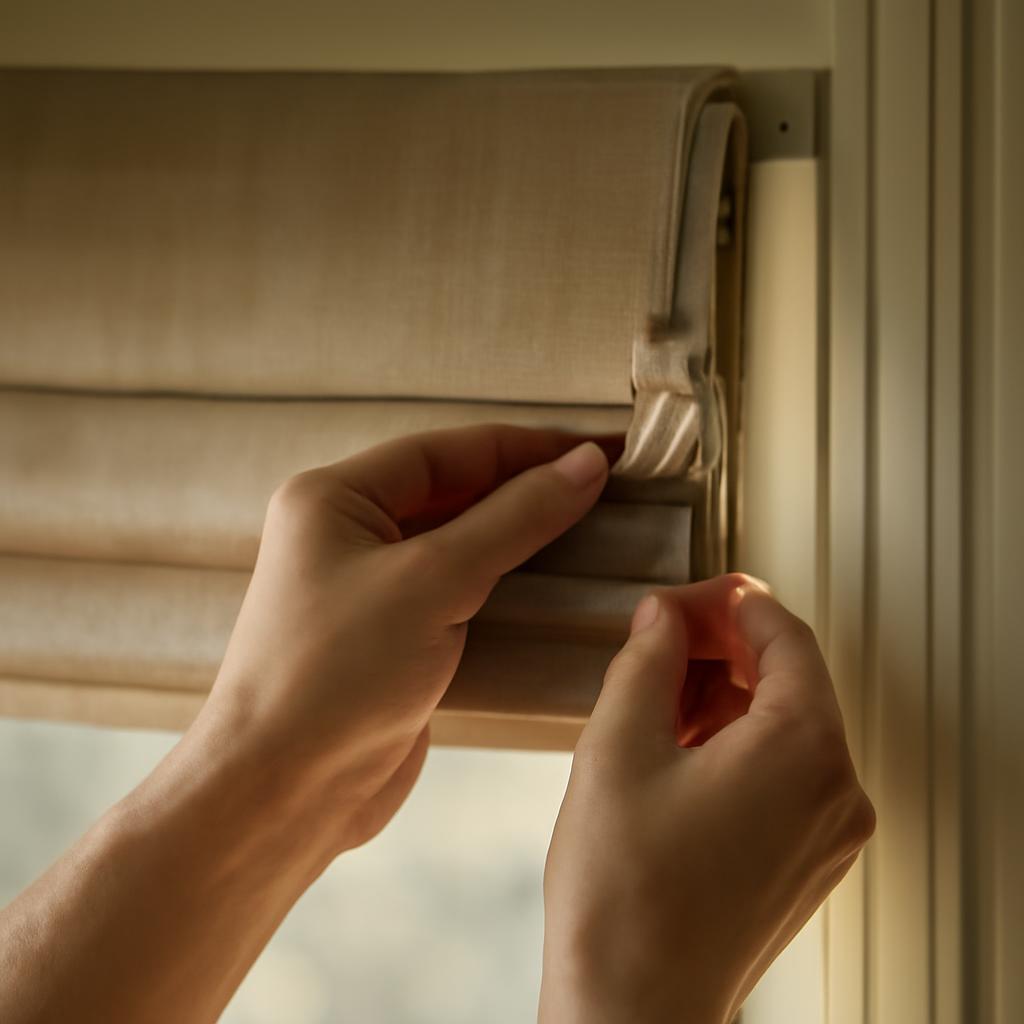 Пошаговый процесс установки римских штор с клипсами