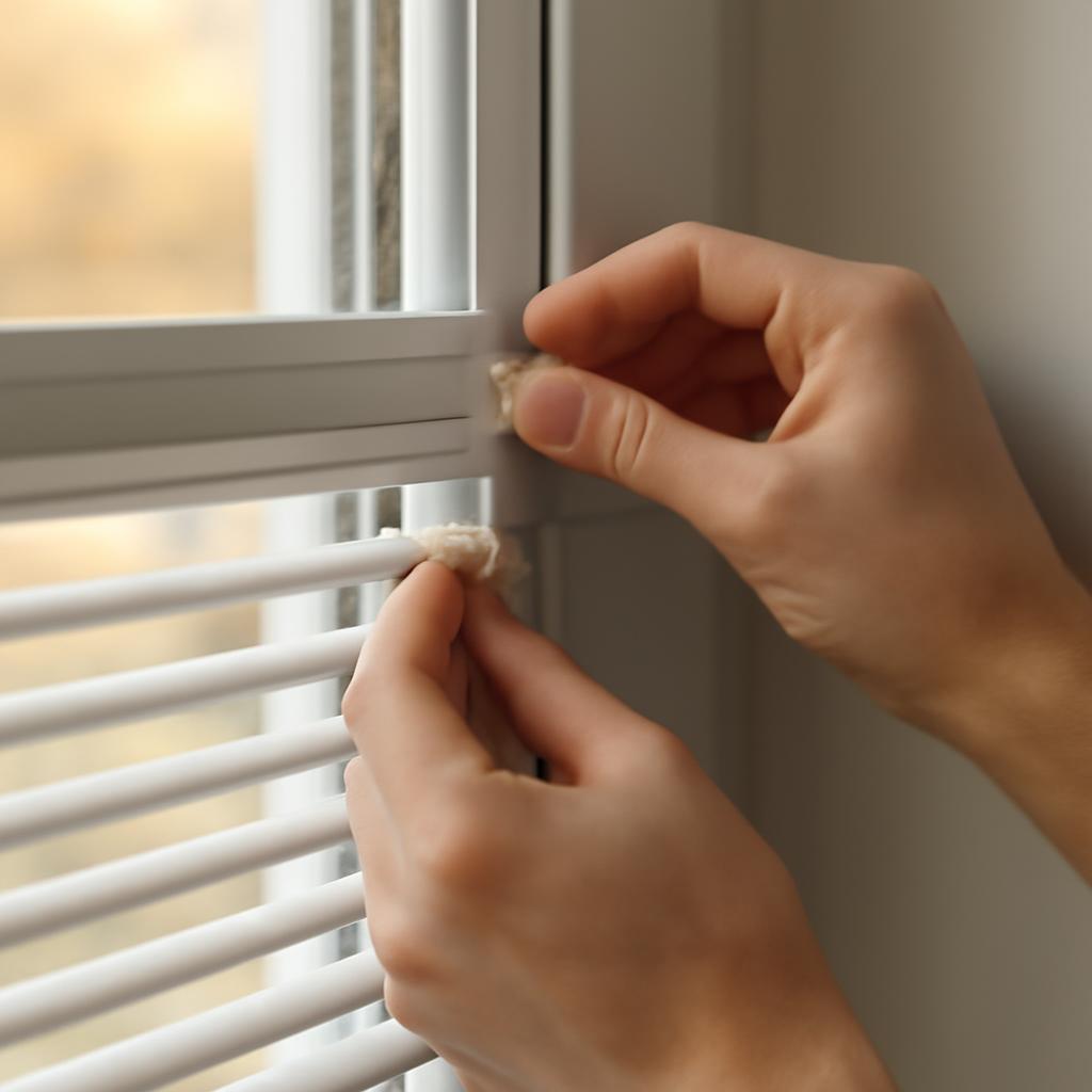 Процесс установки горизонтальных жалюзи на пластиковое окно с использованием клипс