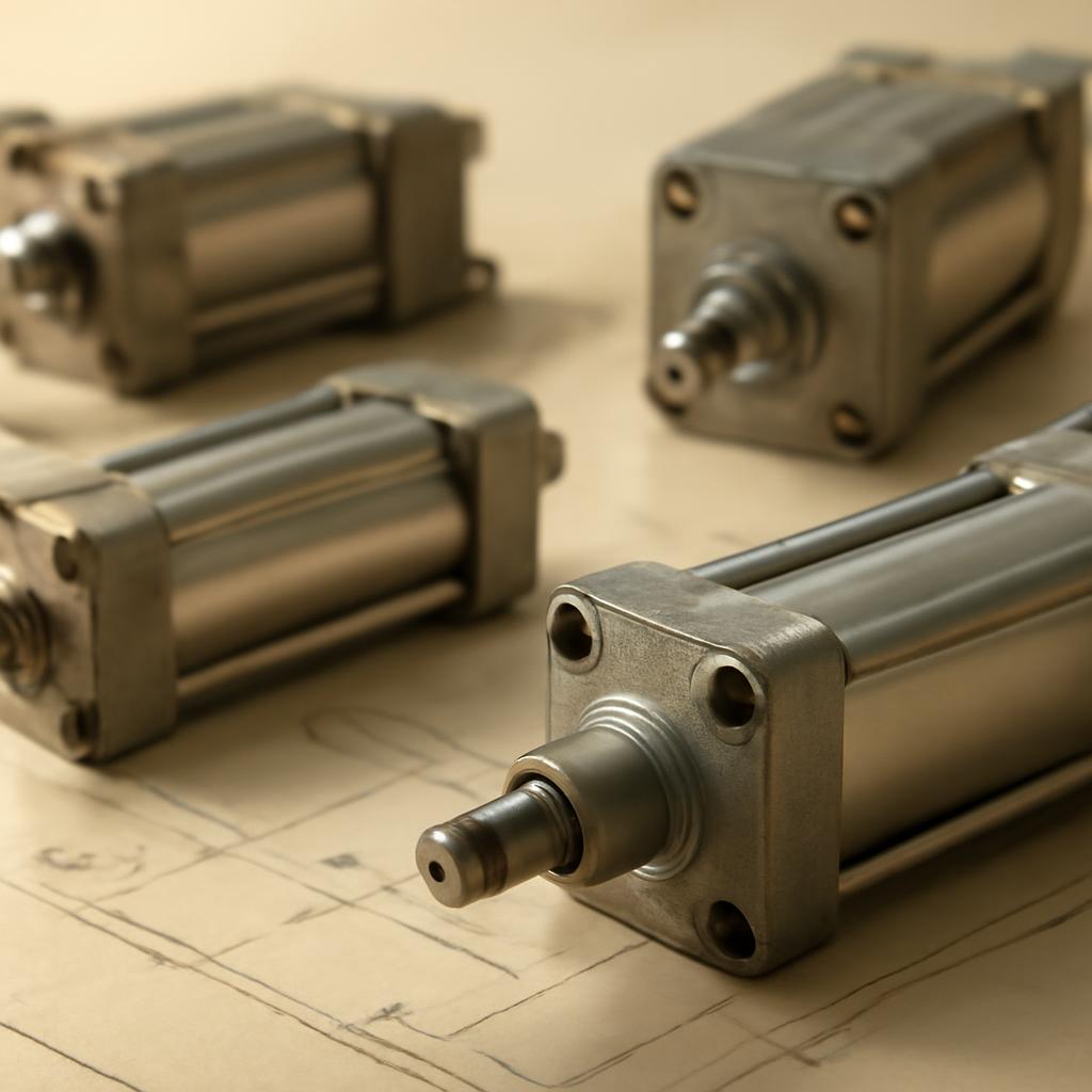 Различные виды пневмоцилиндров на схеме