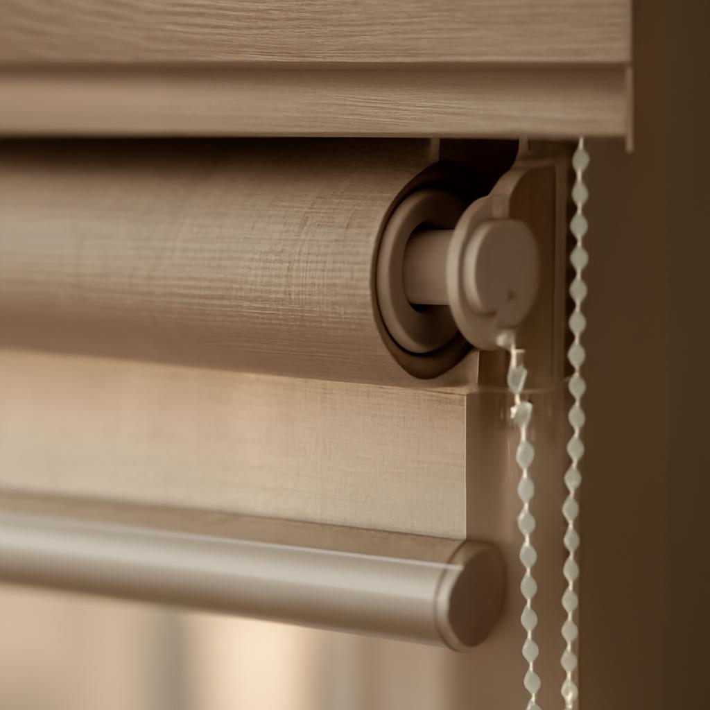 Разрез карниза жалюзи день-ночь с механизмом