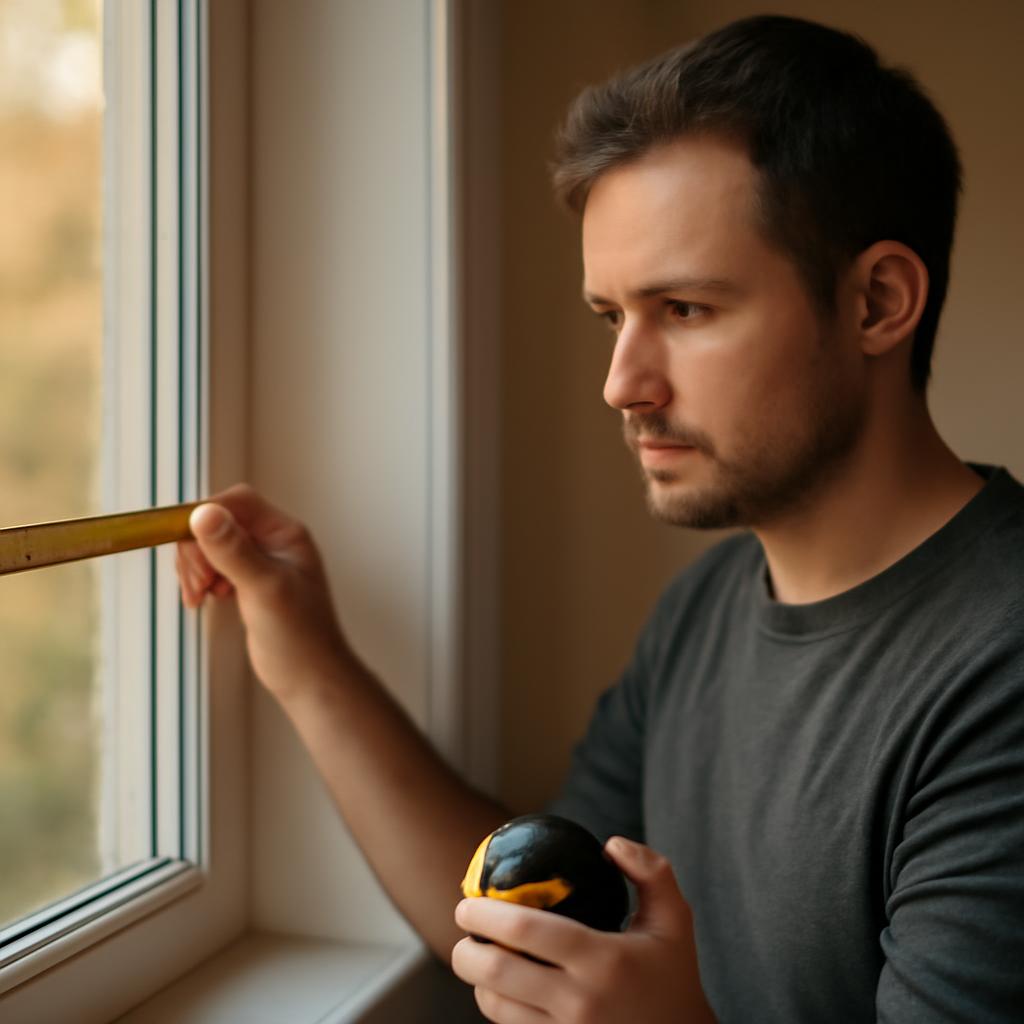 Эксперт измеряет окно для установки сетки