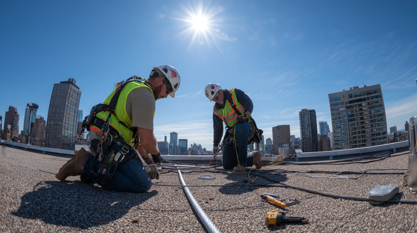 Монтаж горизонтальной анкерной линии на крыше: фиксация троса и тестирование