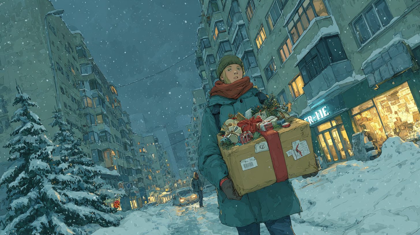 Доставка новогодней посылки с хрупким подарком в зимних условиях