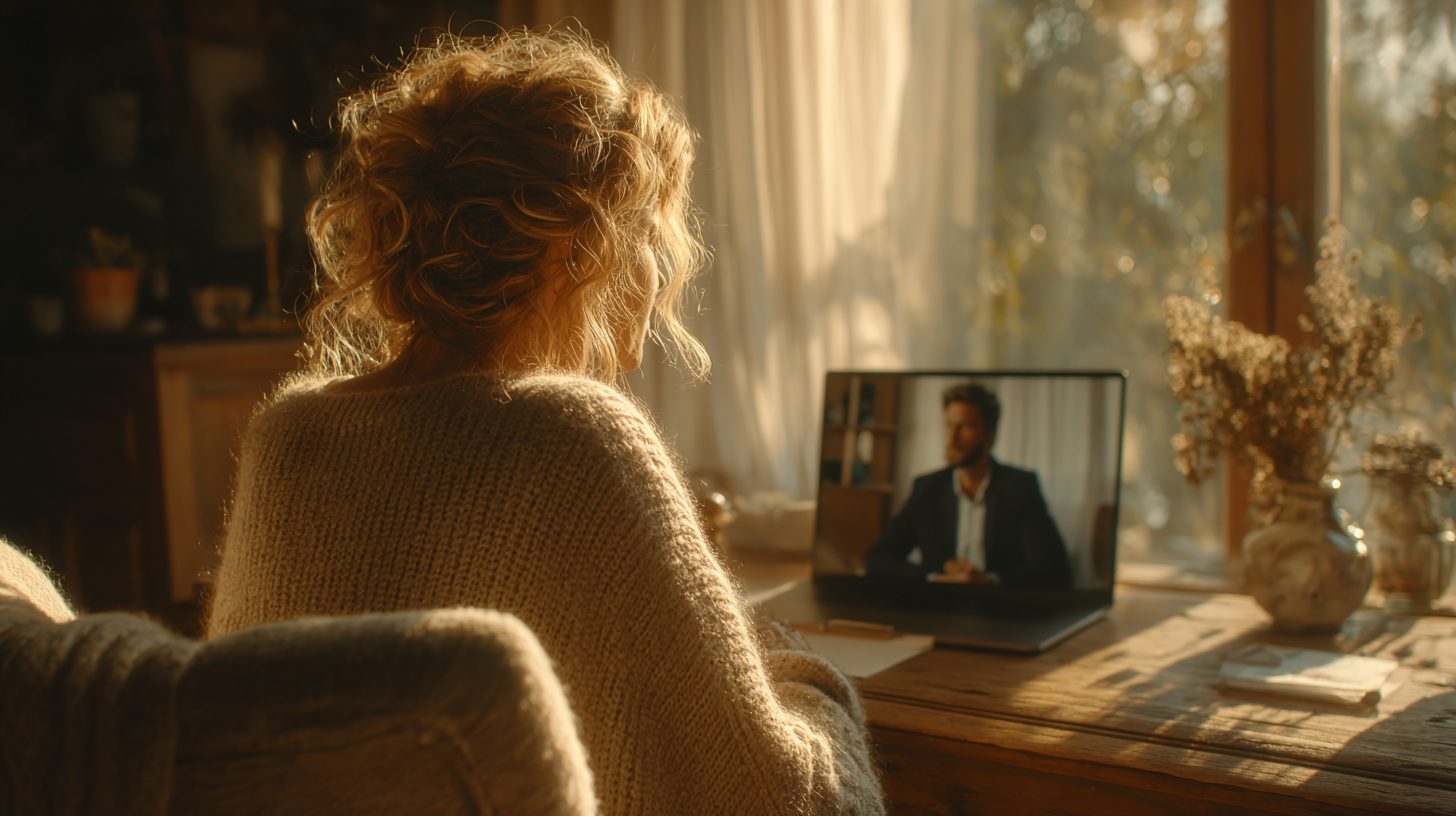 Сессия онлайн-консультации психолога за компьютером