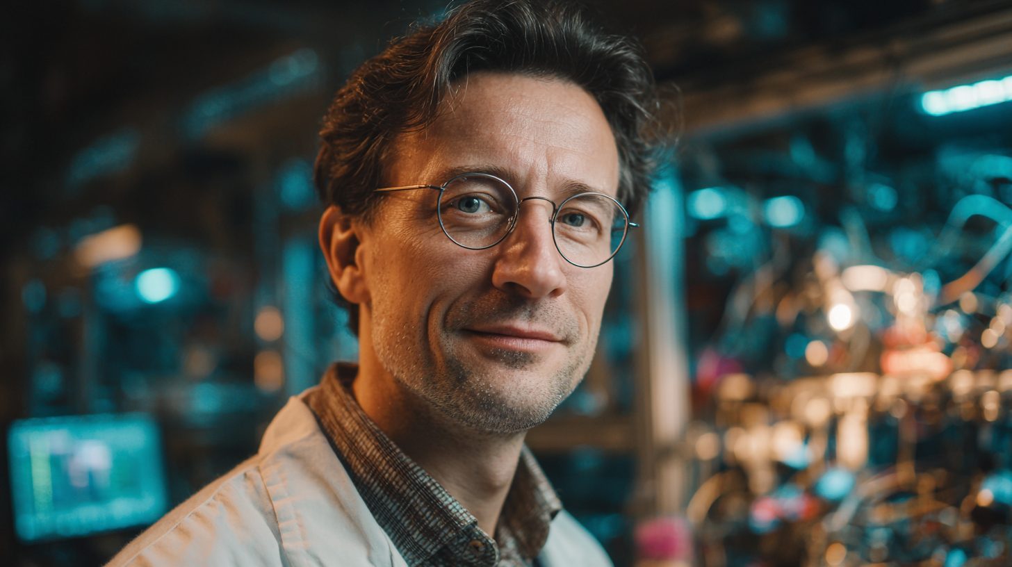 Дмитрий Соколов — портрет инженера в лабораторной обстановке с элементами промышленного оборудования