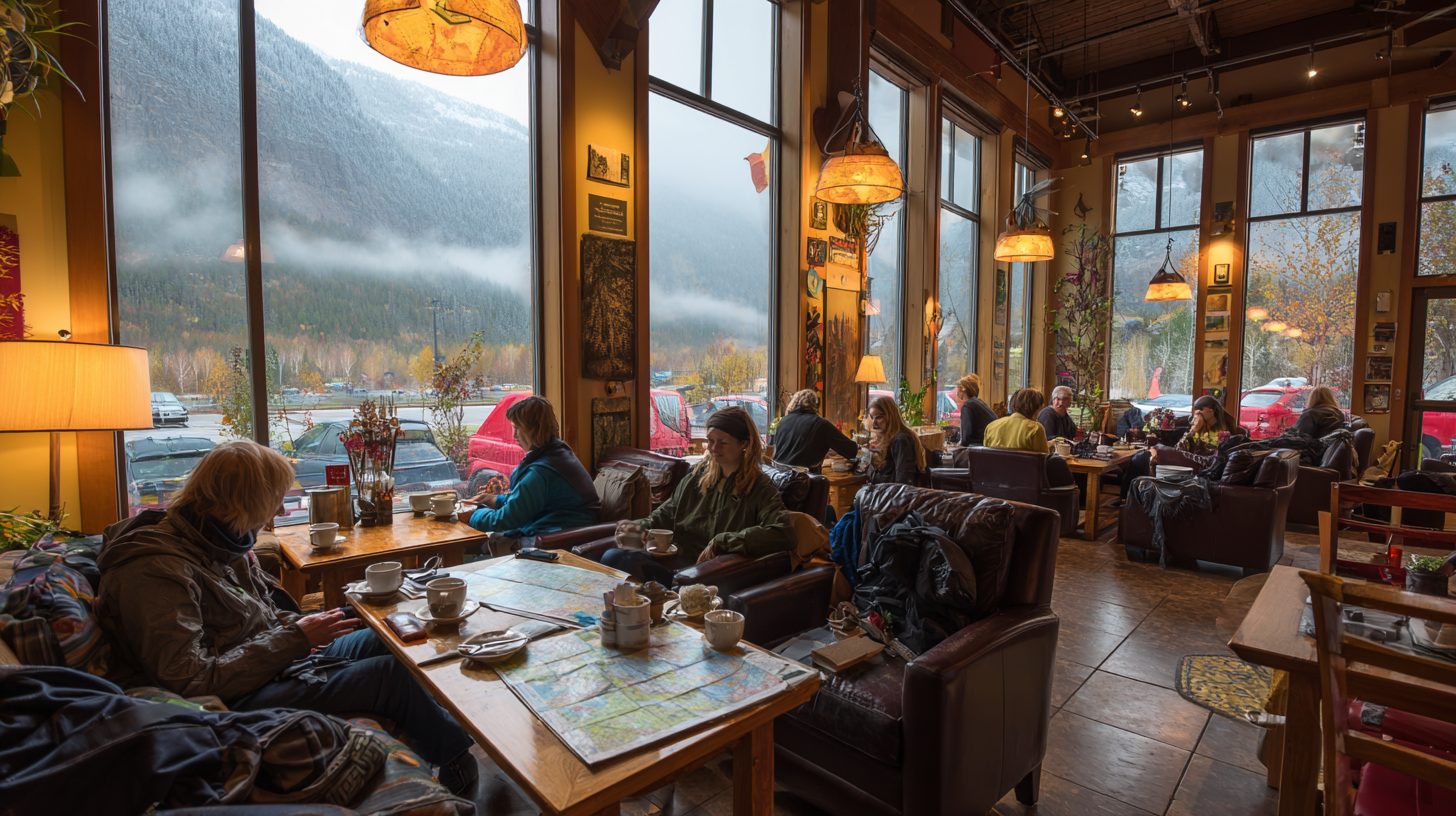 Уютный отдых в кафе с горячим чаем после экскурсии