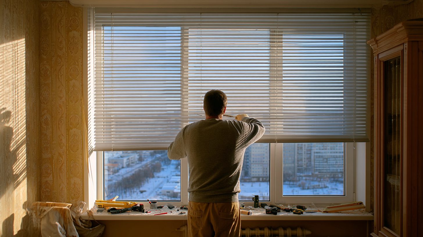 Установка горизонтальных алюминиевых жалюзи на окно в российской квартире