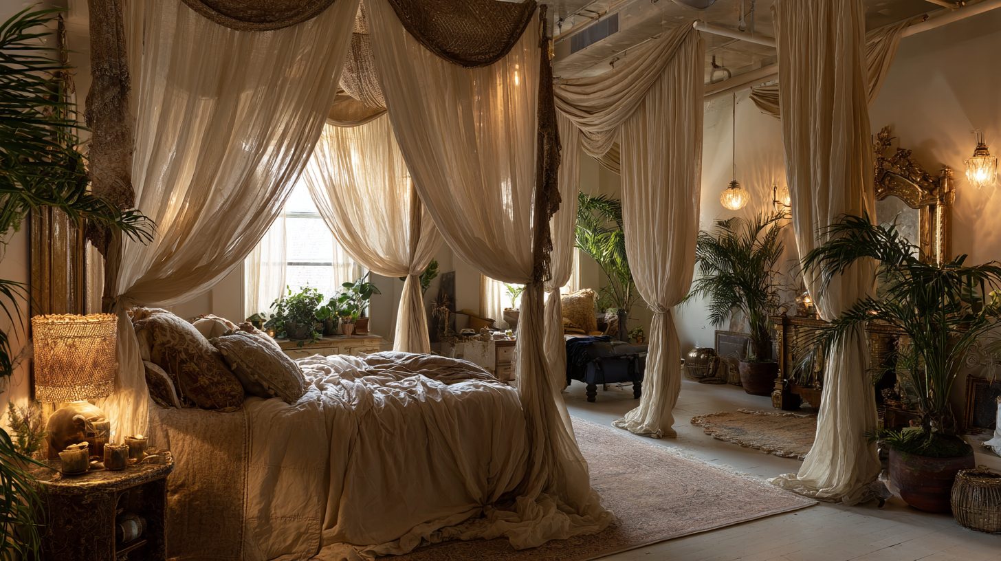 Различные виды тканевых балдахиных в интерьере