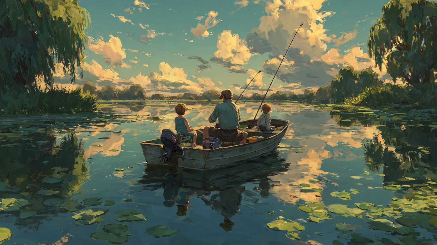 Маленький алюминиевый катер для семейной рыбалки на реке