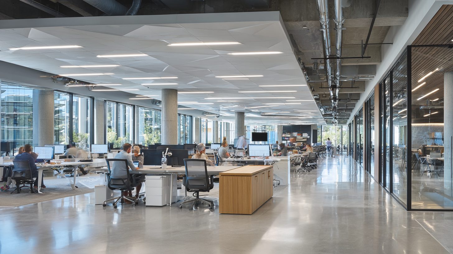 Пример многоуровневого освещения в офисном пространстве