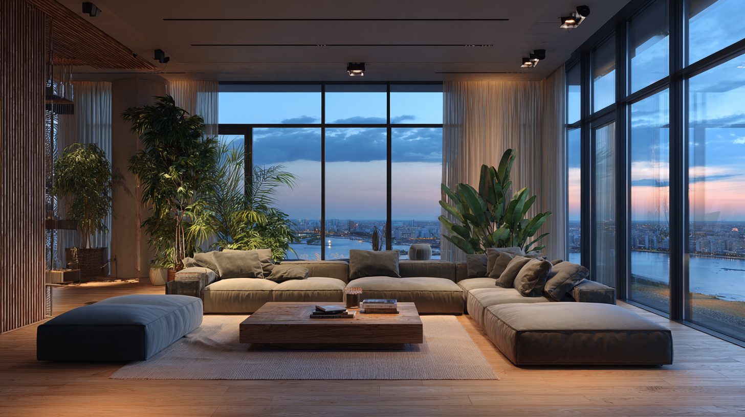 Пример устойчивого премиум-дизайна интерьера с эко-материалами в элитной квартире Санкт-Петербурга