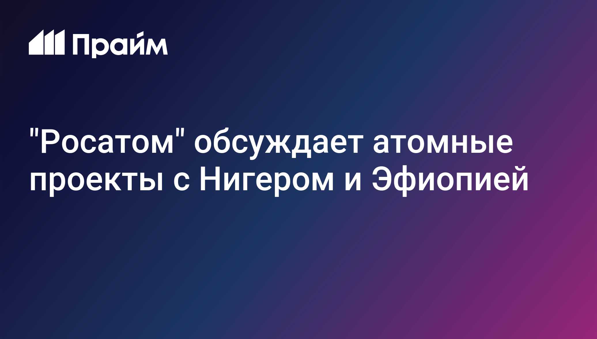 Росатом обсуждает атомные проекты с Нигером и Эфиопией