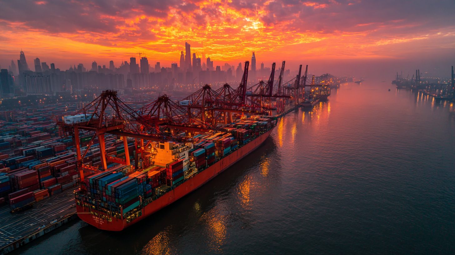 Контейнеровоз в порту Китая