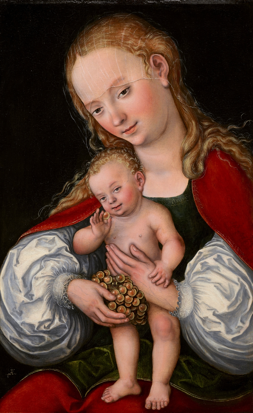 7Мадонна с Младенцем и виноградной гроздью (The Virgin with Child with a Bunch Grapes)_ок 1537_57.2 х 34.6_д.,м._Миннеаполис, Институт искусства.jpg
