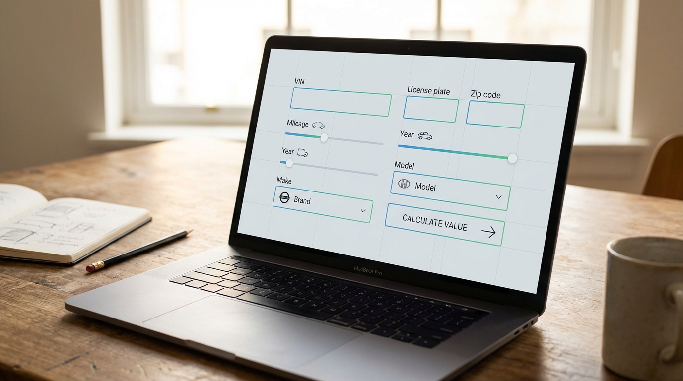 Интерфейс онлайн-калькулятора стоимости автомобиля с полями ввода параметров