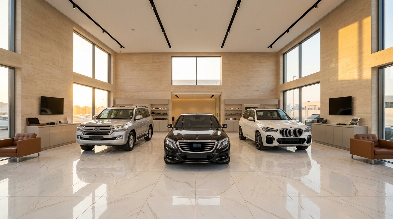 Интерьер автосалона в ОАЭ с экспортными моделями
