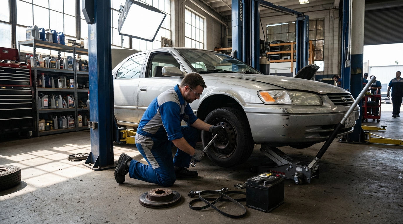 Процесс демонтажа комплектующих с автомобиля для срочной продажи