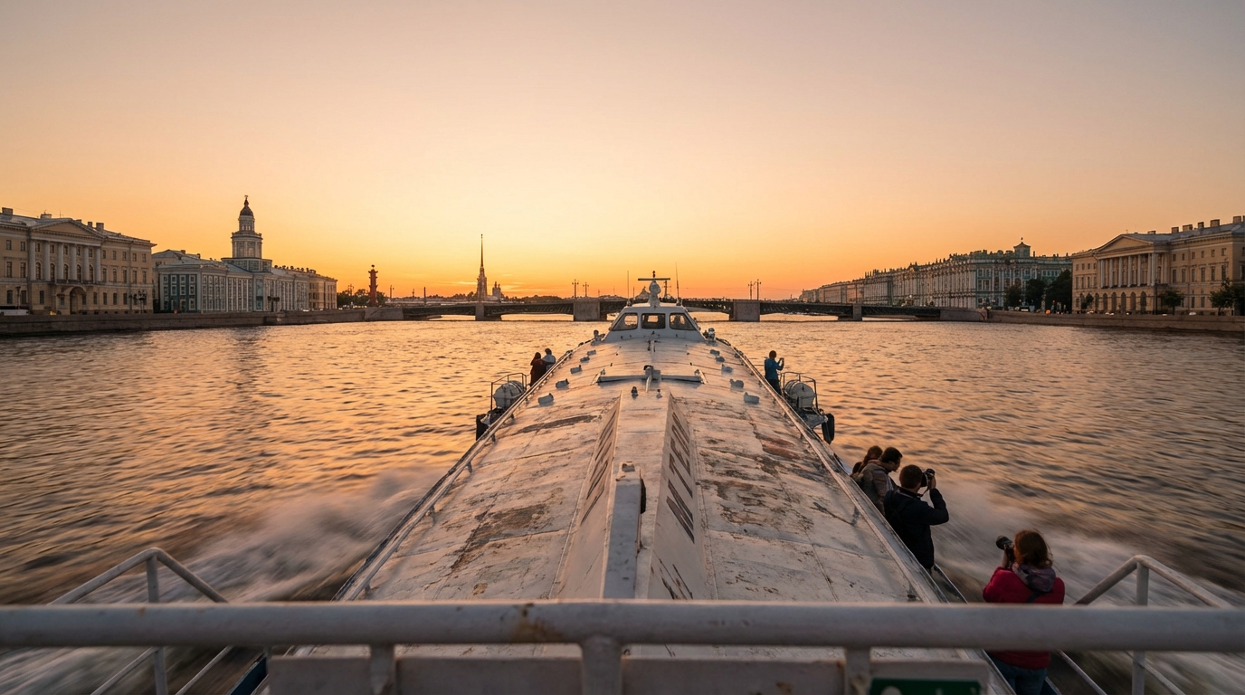 Уникальные панорамы Санкт-Петербурга с борта 'Метеора' до Петергофа