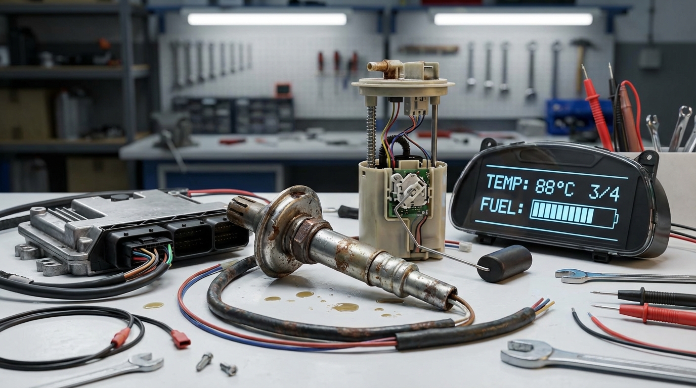 Компоненты системы мониторинга температуры и топлива в автомобиле