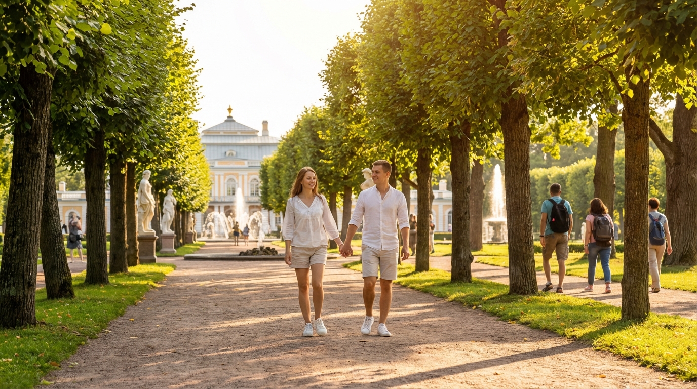 Прогулка по Верхнему парку Петергофа после прибытия на Метеоре