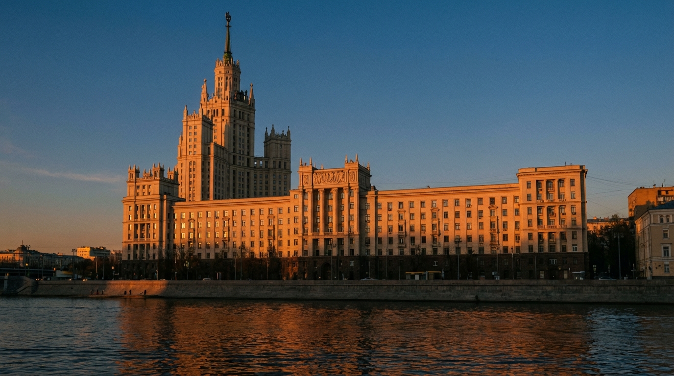 Сталинская высотка на Котельнической набережной с Москвы-реки