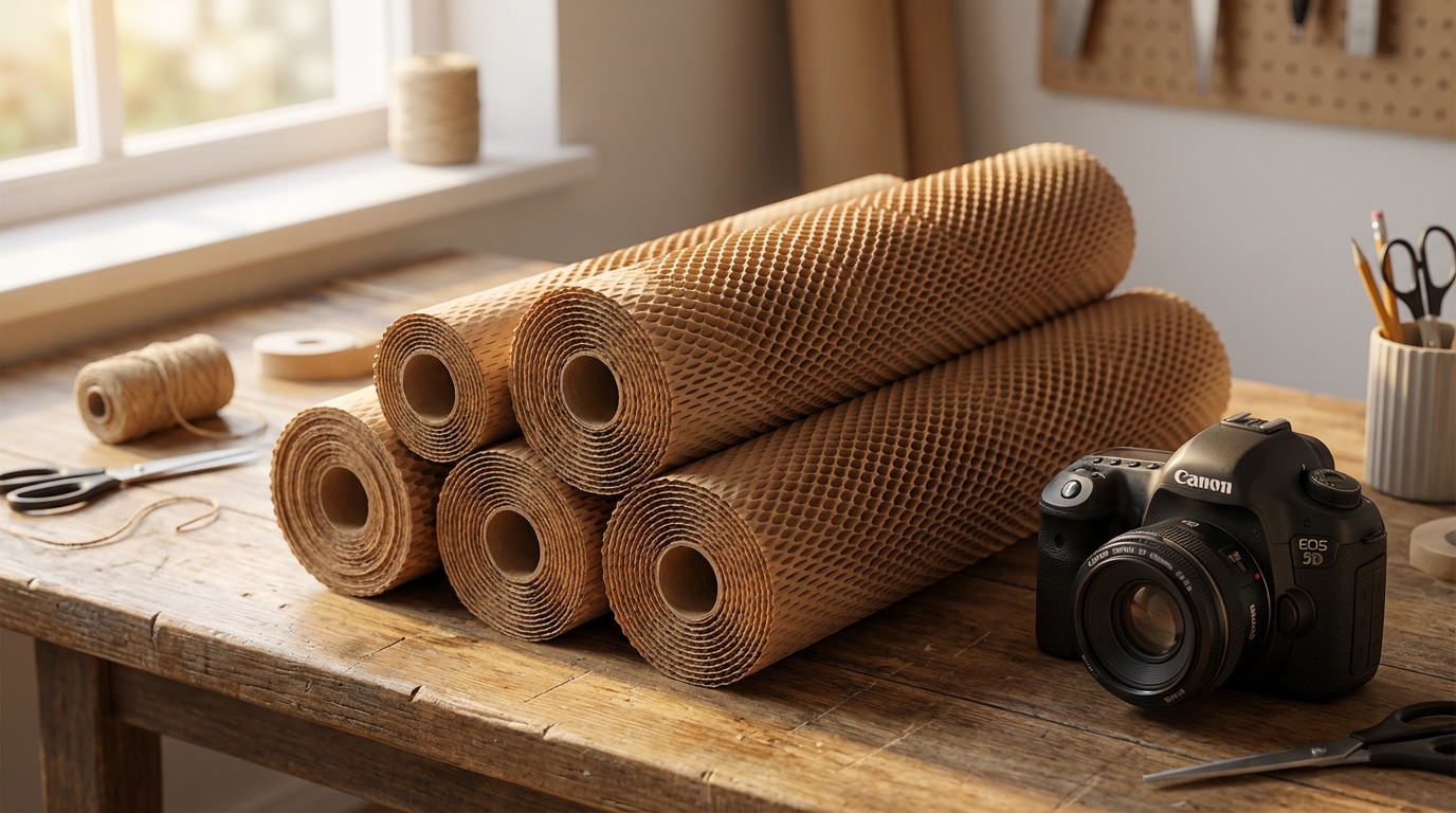 Рулоны сотовой крафт-бумаги для упаковки предметов в быту