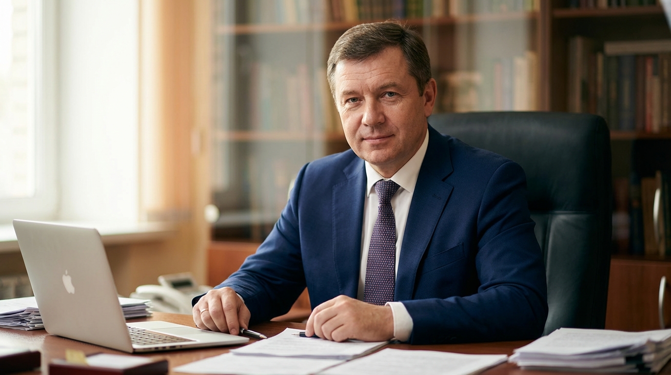 Дмитрий Козлов — портрет автора статьи в деловой обстановке за рабочим столом с документами