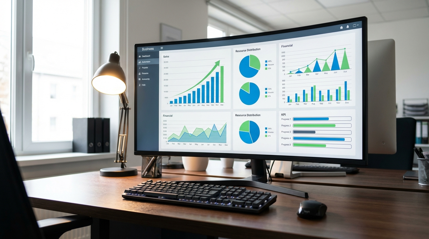 Дашборд системы 1С: Комплексная автоматизация с ключевыми показателями бизнеса