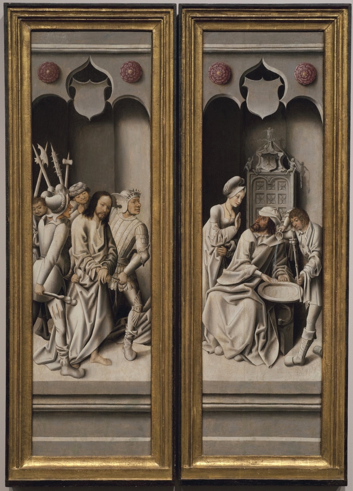 32Мастерская.  Триптих Снятие с креста (Descent from the Cross with Scenes from the Passion) (закрыт)_1515-18_144.5 х 347.5_д.,м._Лоренс, Худож музей Спенсера.jpg