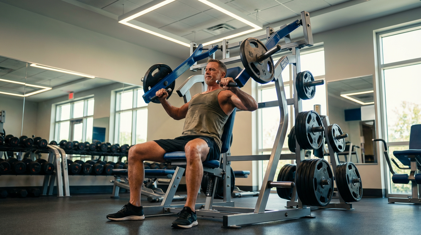 Жимовой тренажер для груди в фитнес-клубе