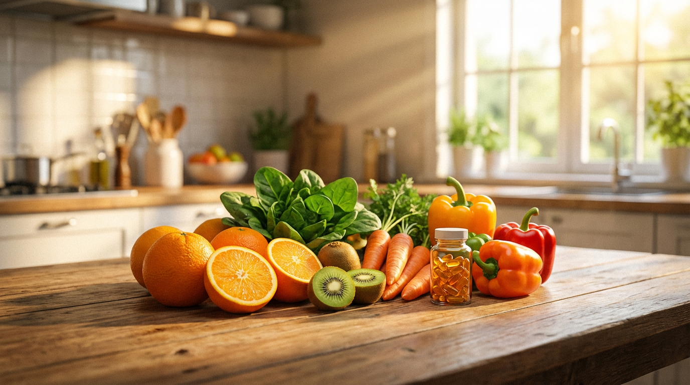 Иллюстрация витаминов для профилактики заболеваний