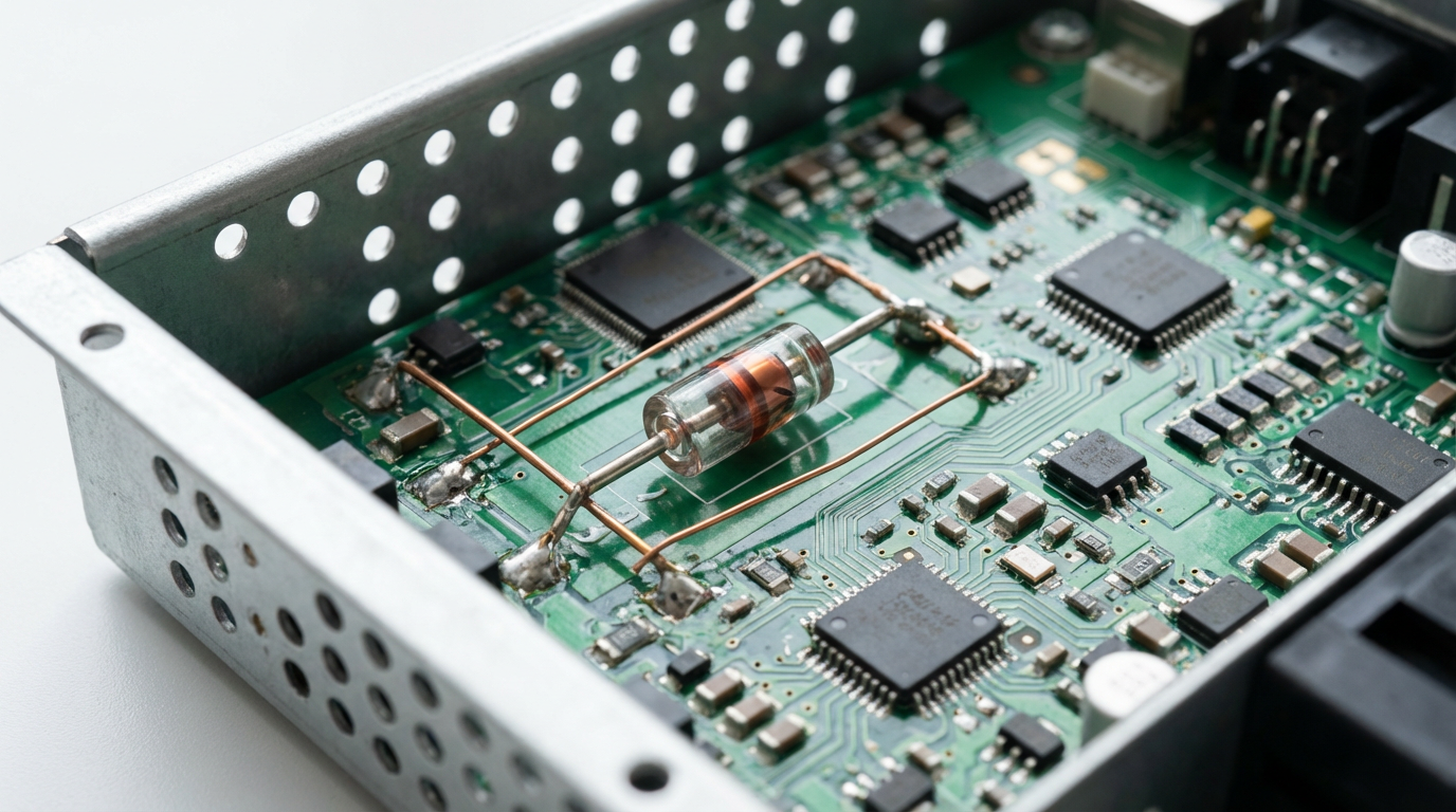 Схема подключения стабилитрона Зенера в защитном блоке оборудования для металлопроката