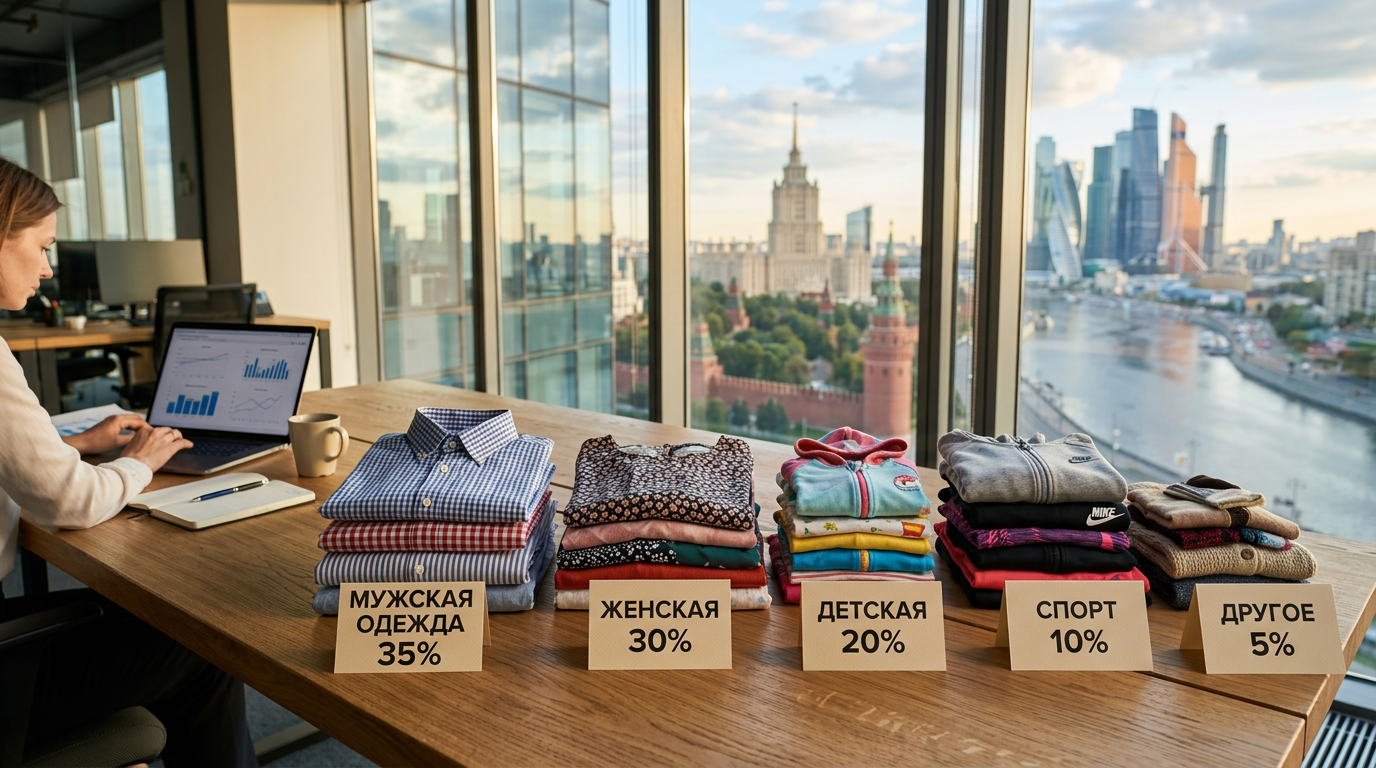 Сегменты рынка швейных товаров в России по доле