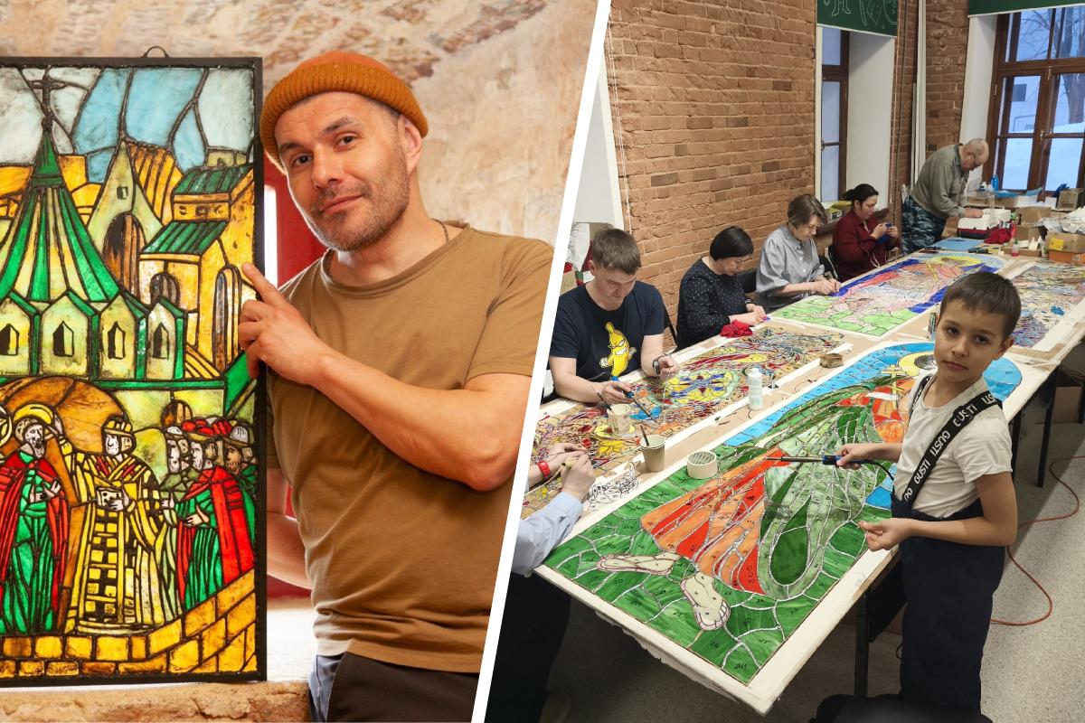 Художник из Ленобласти создает витражи для чердынских храмов с местными жителями