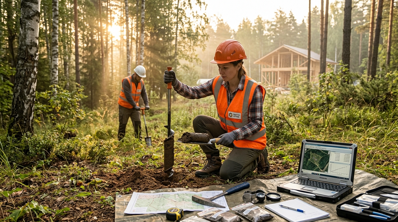 Геологическое обследование участка для загородного дома с пробами грунта