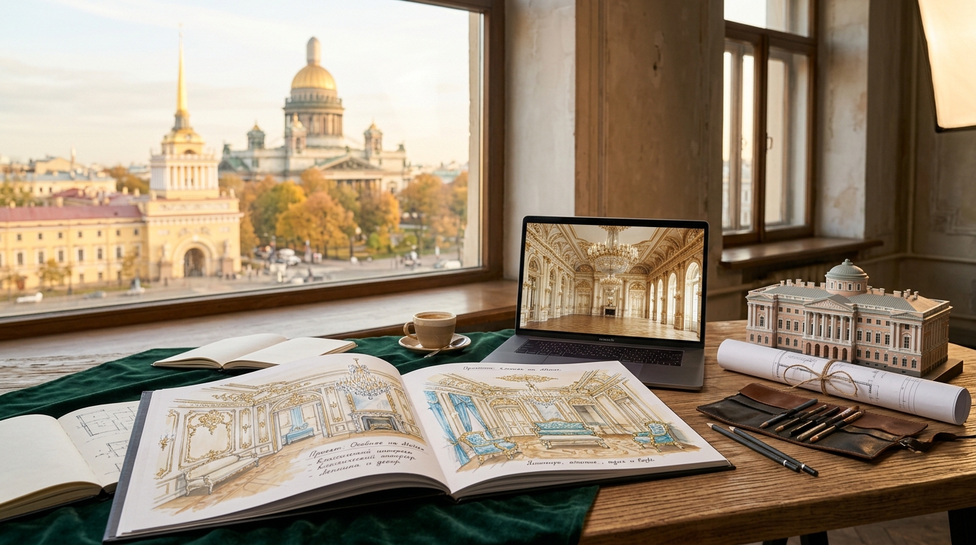 Портфолио дизайн-студии с проектами интерьеров в историческом центре Санкт-Петербурга