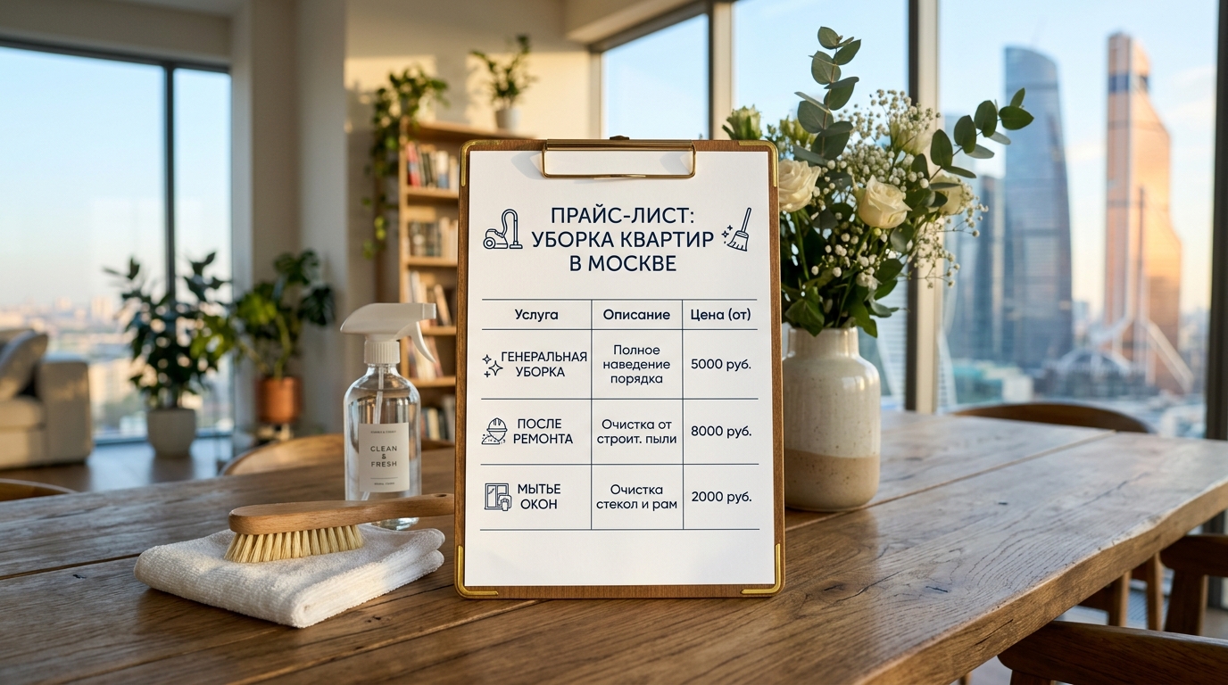Прайс-лист клининговой компании с ценами на уборку квартир в Москве