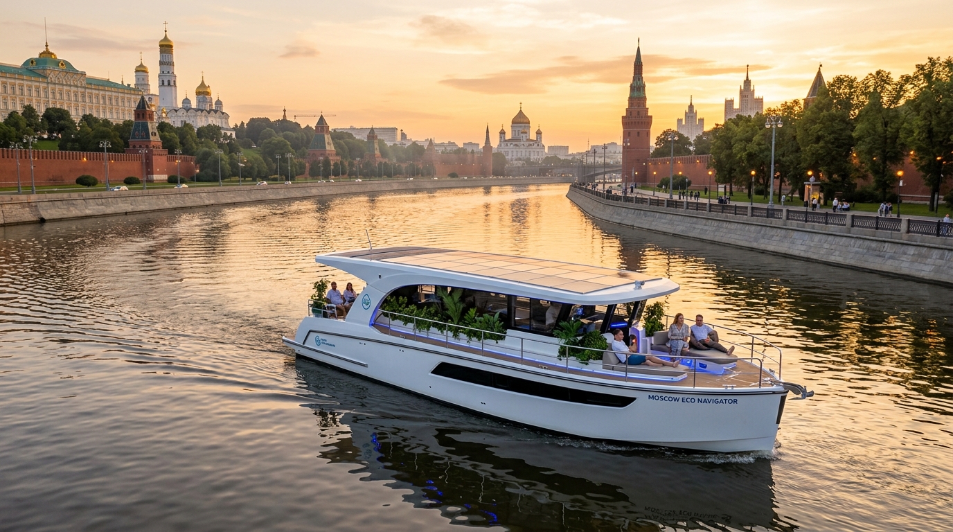 Электрический катер на Москве-реке с экологичными элементами