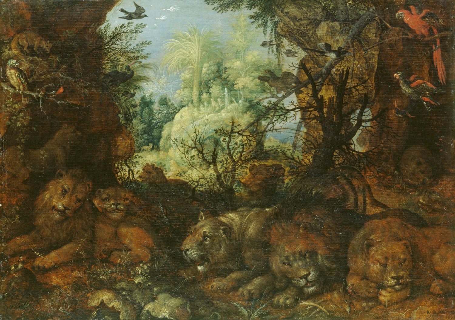 Roelandt Savery (Kortrijk 1576 - Utrecht 1639) - Lions in a Landscape.jpg